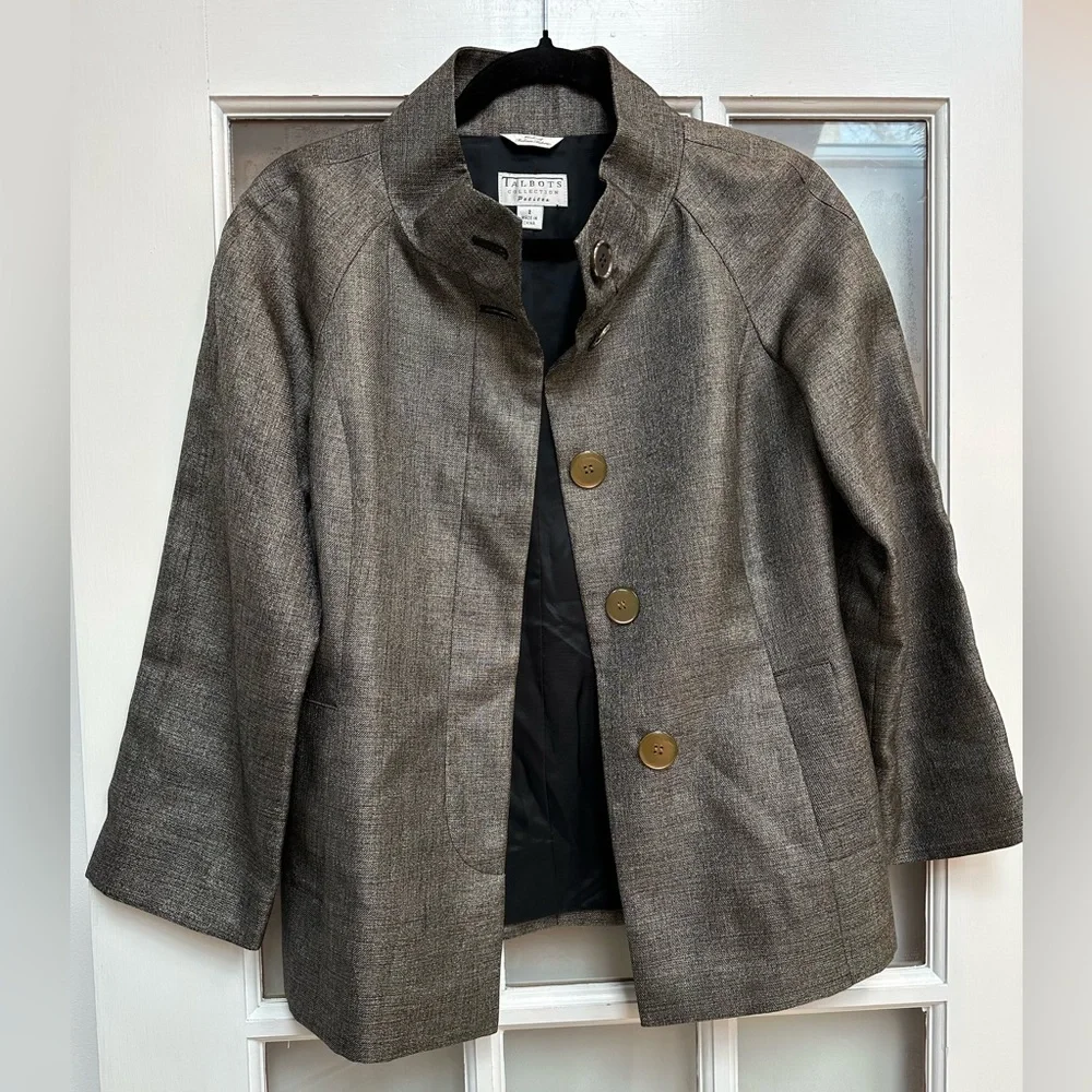 Talbots Collection Italian Fabric Wool Overcoat Shimmer Blazer Jacket Size 2P